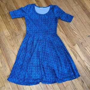 LulaRoe Nicole Blue Patterned Dress